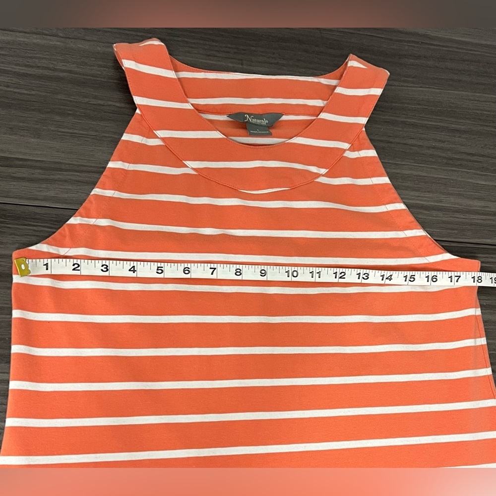 Natural Reflections Coral and White Striped Tank Shift Dress - Picture 7 of 7
